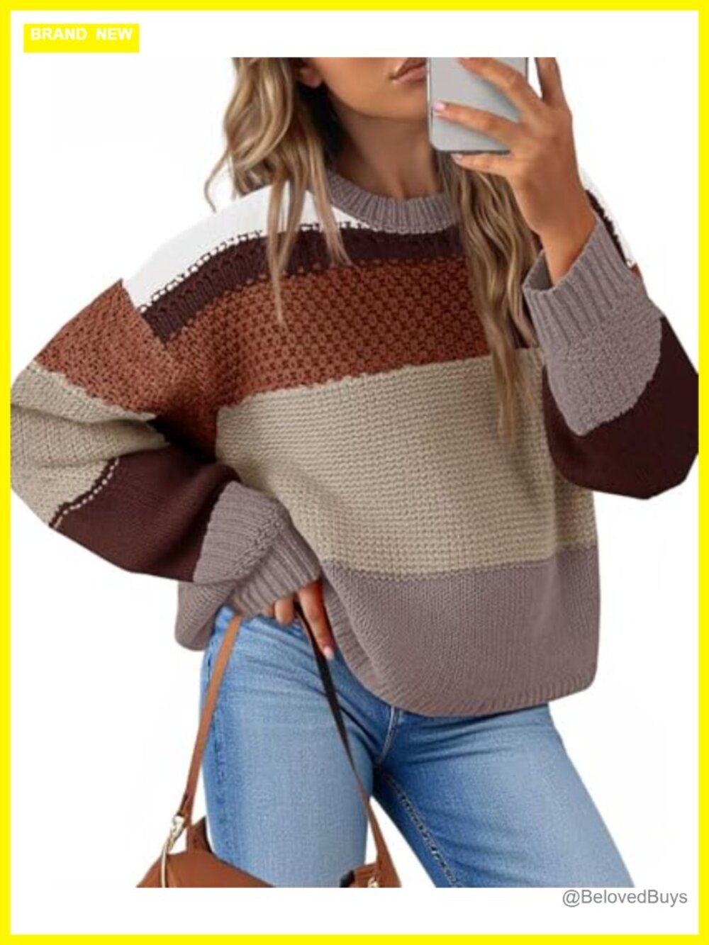 Cropped Color Block Pullover Sweater Oversized Y2k Striped Knit Top